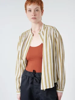 Hot Pomandere - Stripe Shirt in Pistachio Women Tops & Blouses | Button-Ups