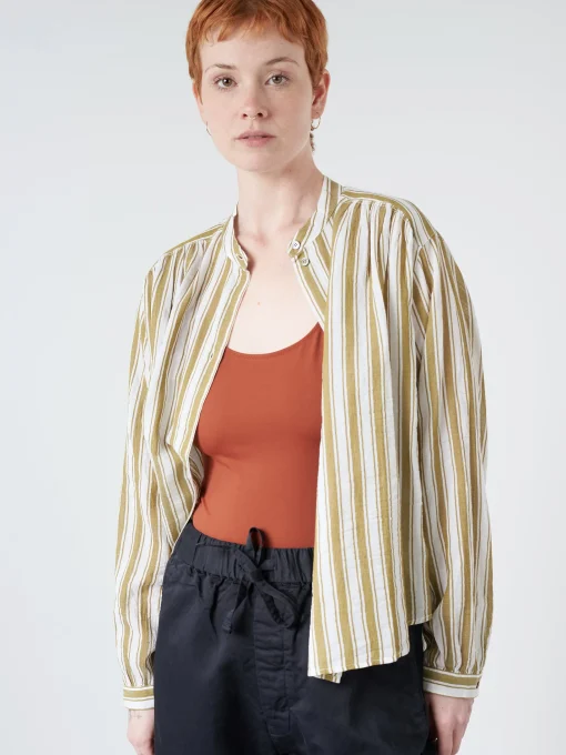 Hot Pomandere - Stripe Shirt in Pistachio Women Tops & Blouses | Button-Ups