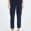 Online Pomandere - Trousers with Elastic Waist in Night Blue Women Pants