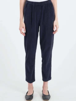 Online Pomandere - Trousers with Elastic Waist in Night Blue Women Pants