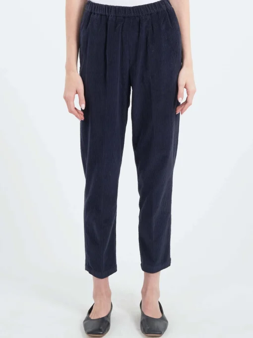Online Pomandere - Trousers with Elastic Waist in Night Blue Women Pants