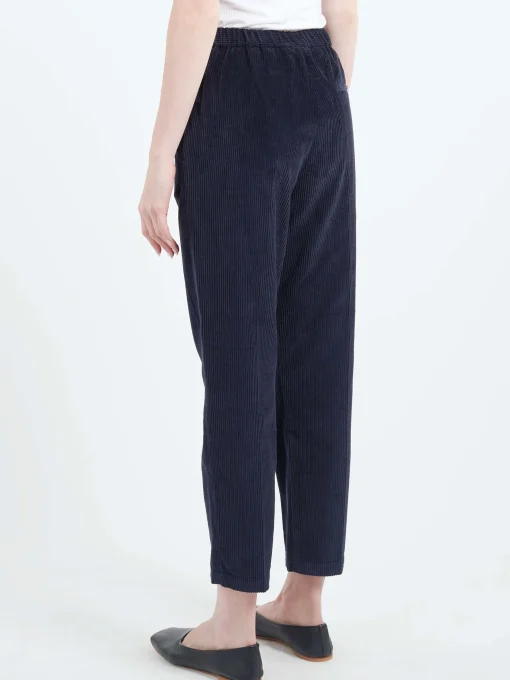 Online Pomandere - Trousers with Elastic Waist in Night Blue Women Pants