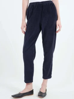 Online Pomandere - Trousers with Elastic Waist in Night Blue Women Pants