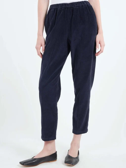 Online Pomandere - Trousers with Elastic Waist in Night Blue Women Pants