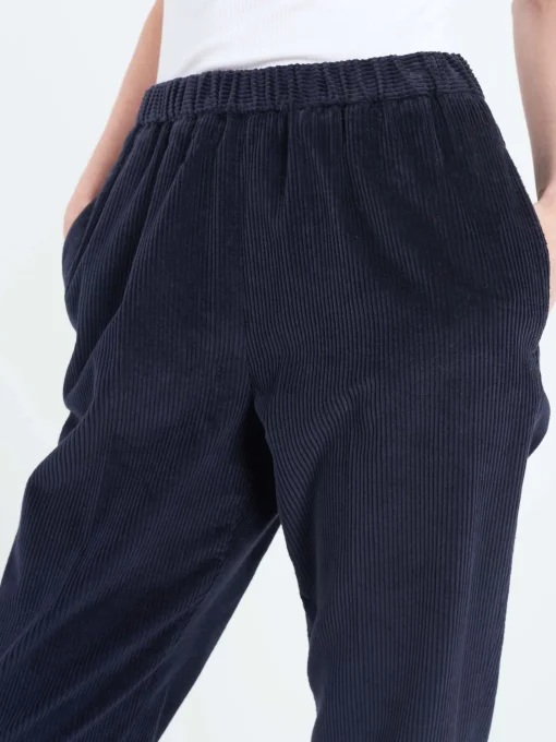 Online Pomandere - Trousers with Elastic Waist in Night Blue Women Pants