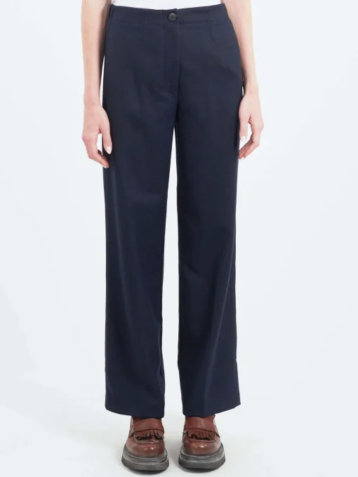 Clearance Pomandere - Wide Leg Trousers in Night Blue Women Pants | Overalls & Jumpsuits