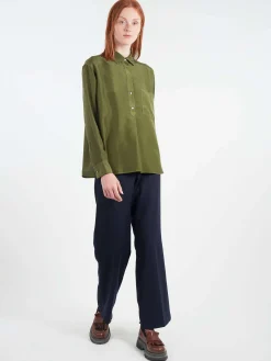 Clearance Pomandere - Wide Leg Trousers in Night Blue Women Pants | Overalls & Jumpsuits