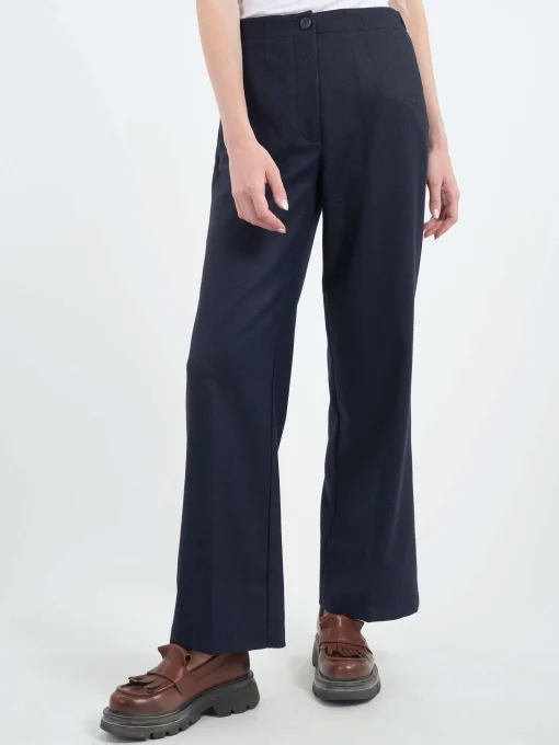 Clearance Pomandere - Wide Leg Trousers in Night Blue Women Pants | Overalls & Jumpsuits