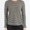 Online - Long-Sleeved Striped Jersey T-Shirt in Ivory Women Tops & Blouses | T-Shirts