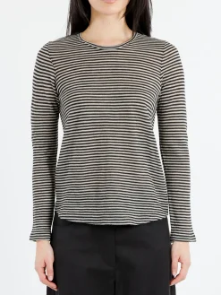 Online - Long-Sleeved Striped Jersey T-Shirt in Ivory Women Tops & Blouses | T-Shirts