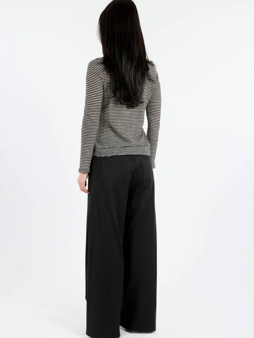 Online - Long-Sleeved Striped Jersey T-Shirt in Ivory Women Tops & Blouses | T-Shirts