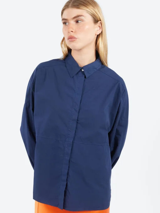 New - Poplin Shirt in Night Blue Women Tops & Blouses | Button-Ups