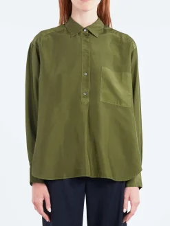 Sale - Silk Shirt in Sage Women Tops & Blouses | Button-Ups