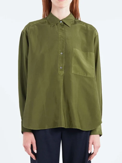 Sale - Silk Shirt in Sage Women Tops & Blouses | Button-Ups