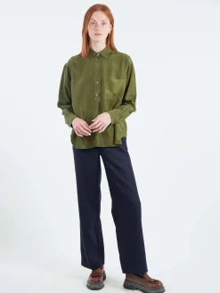 Sale - Silk Shirt in Sage Women Tops & Blouses | Button-Ups