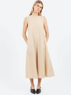 Online - Sleeveless Poplin Dress in Rope Women Dresses