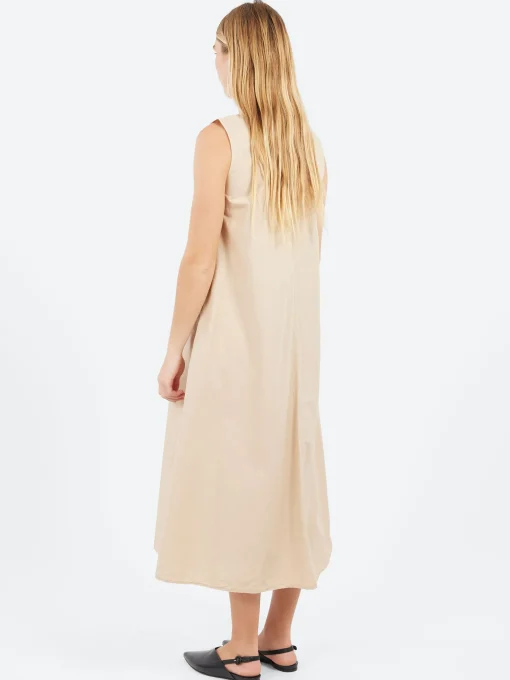 Online - Sleeveless Poplin Dress in Rope Women Dresses