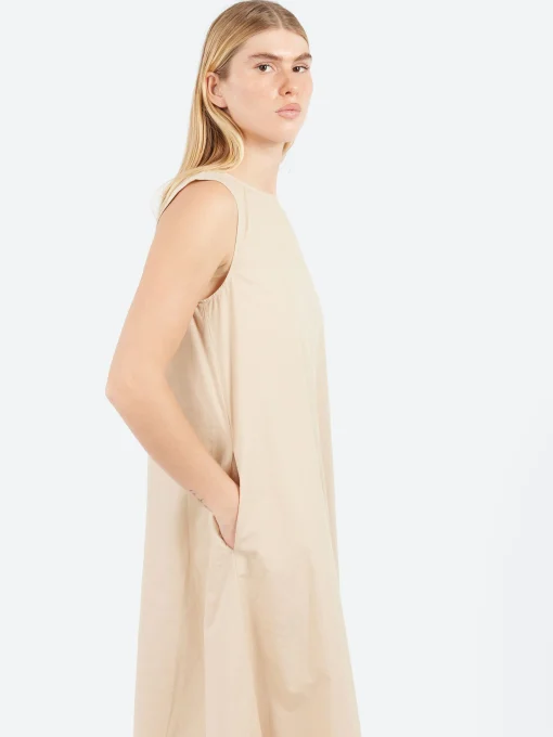 Online - Sleeveless Poplin Dress in Rope Women Dresses