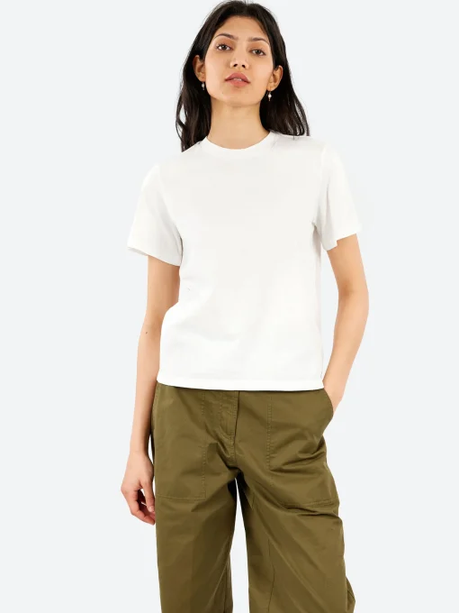 New - Unevenely-Dyed Cotton Jersey T-Shirt in Milk Women Tops & Blouses | T-Shirts