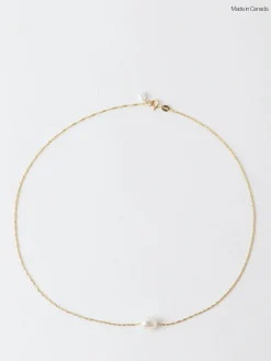 New - Petite Oval Pearl Solitaire Necklace Women Jewelry | Belts