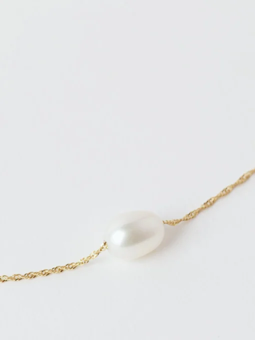New - Petite Oval Pearl Solitaire Necklace Women Jewelry | Belts