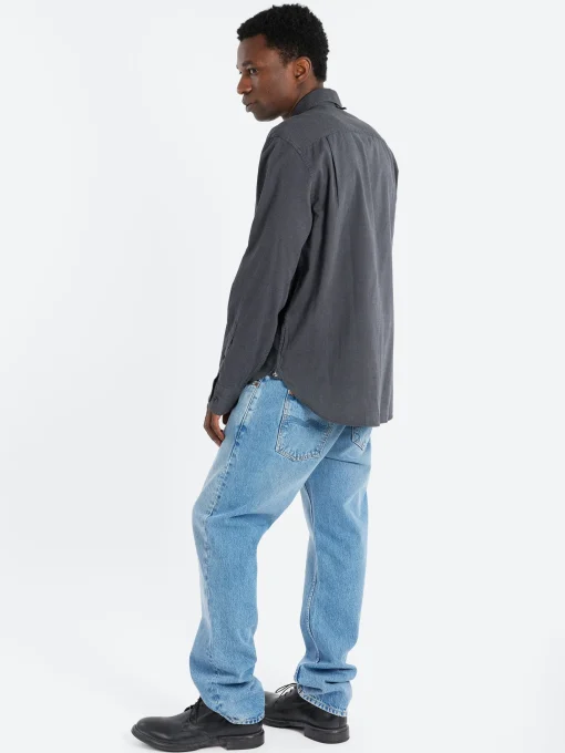 Outlet - Finch Dobby Shirt in Black Stripe Button-Ups