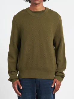 Sale - Washed Dexter Crew in Forest Green Knitwear