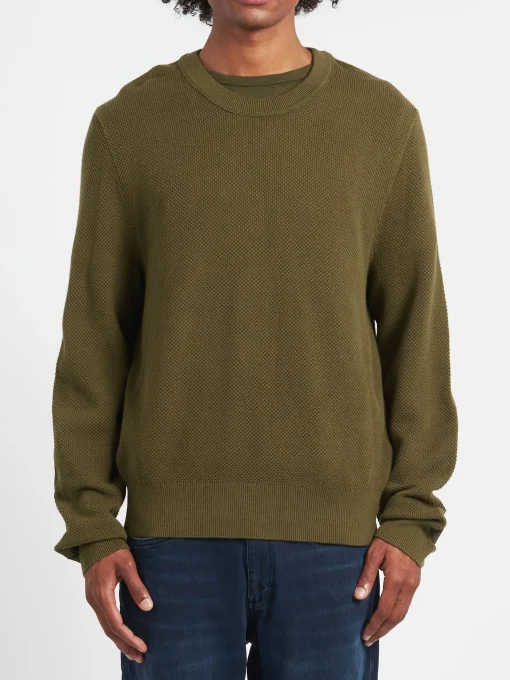 Sale - Washed Dexter Crew in Forest Green Knitwear