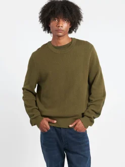 Sale - Washed Dexter Crew in Forest Green Knitwear