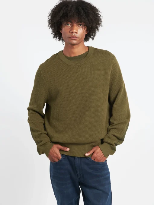 Sale - Washed Dexter Crew in Forest Green Knitwear