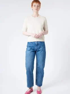 Fashion - Crop Crewneck in (White) Women Tops & Blouses | Knitwear