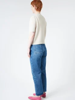 Fashion - Crop Crewneck in (White) Women Tops & Blouses | Knitwear