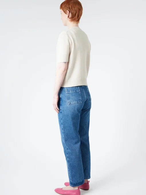 Fashion - Crop Crewneck in (White) Women Tops & Blouses | Knitwear