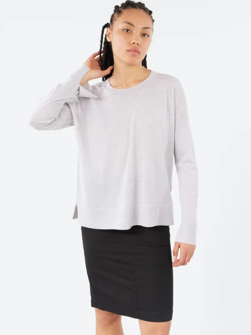 Online - Long Sleeve Crewneck in Grigio Women Tops & Blouses | Knitwear