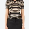 Discount - Multi-Striped Polo in Nero and Cammello Women Tops & Blouses | Knitwear