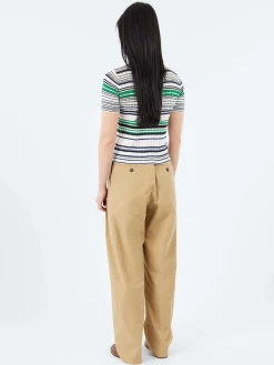 Fashion - Multi-Striped Polo in Smeraldo Women Tops & Blouses | Knitwear