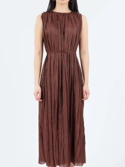 Online - Plissé Dress in Cacao Women Dresses