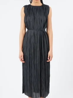 Clearance - Plissé Dress in Nero Women Dresses