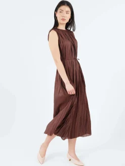 Online - Plissé Dress in Cacao Women Dresses