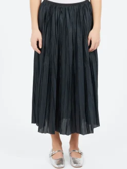 Sale - Plisse Midi Skirt in Nero Women Skirts