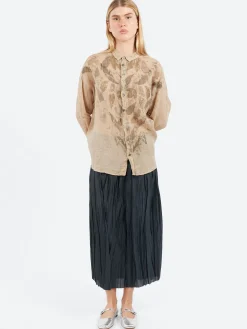 Sale - Plisse Midi Skirt in Nero Women Skirts