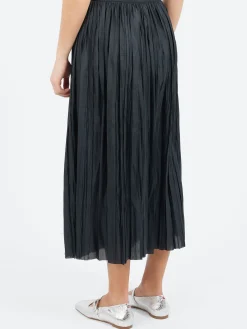 Sale - Plisse Midi Skirt in Nero Women Skirts