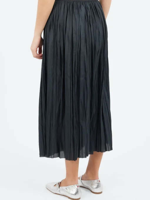 Sale - Plisse Midi Skirt in Nero Women Skirts
