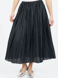 Sale - Plisse Midi Skirt in Nero Women Skirts
