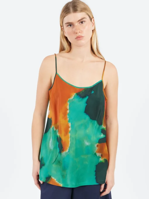 New - Silk Tank in Jungle Women Tops & Blouses