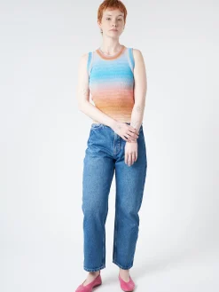 Outlet - Striped Tank Top in (Blue, Pink, and Tan Gradient) Women Tops & Blouses | Knitwear