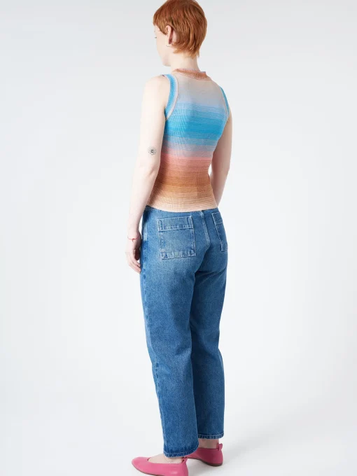 Outlet - Striped Tank Top in (Blue, Pink, and Tan Gradient) Women Tops & Blouses | Knitwear