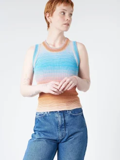Outlet - Striped Tank Top in (Blue, Pink, and Tan Gradient) Women Tops & Blouses | Knitwear