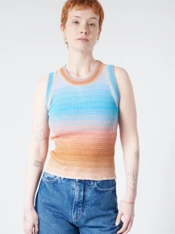 Outlet - Striped Tank Top in (Blue, Pink, and Tan Gradient) Women Tops & Blouses | Knitwear