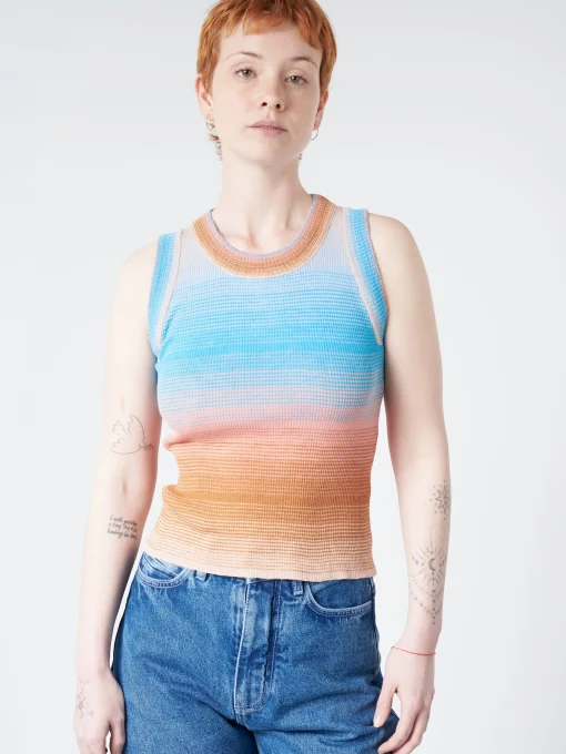 Outlet - Striped Tank Top in (Blue, Pink, and Tan Gradient) Women Tops & Blouses | Knitwear